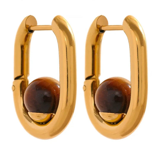 Greta Earrings (Tiger Eye)