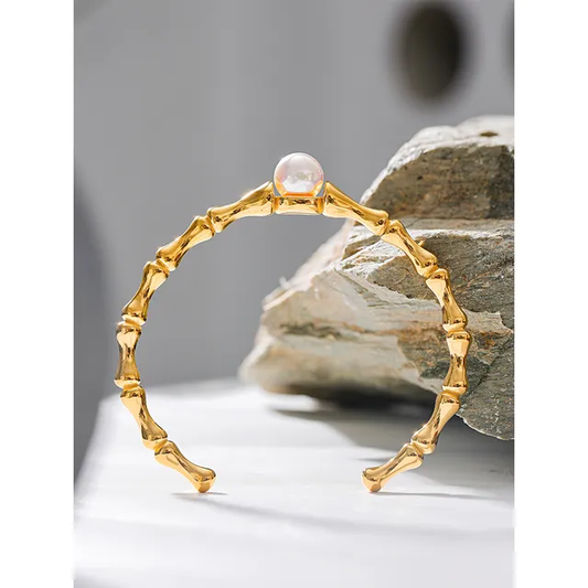 The Grandeur Pearl Bamboo Cuff