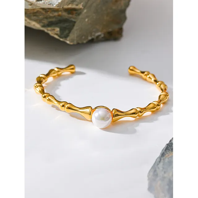 The Grandeur Pearl Bamboo Cuff