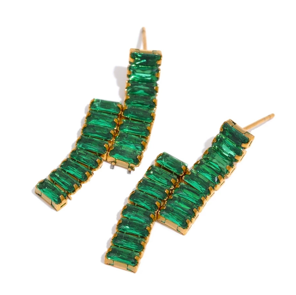 Polýchromo Dangle Earrings (Emerald Green)