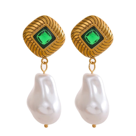 Calista Earrings (Emerald Green)