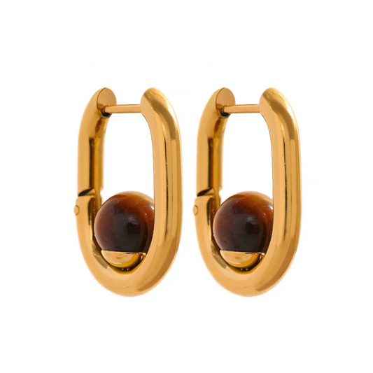 Greta Earrings (Tiger Eye)